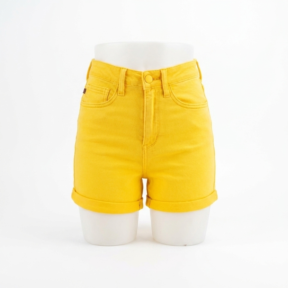 NEW JUDY BLUE tummy control cuffed shorts in yellow
